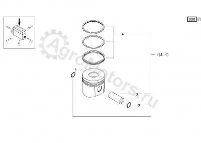 04501351 Поршень в сборе (поршневые кольца, палец, стопор) Вид 2 04501351 Поршень в сборе (поршневые кольца, палец, стопор) Вид 2