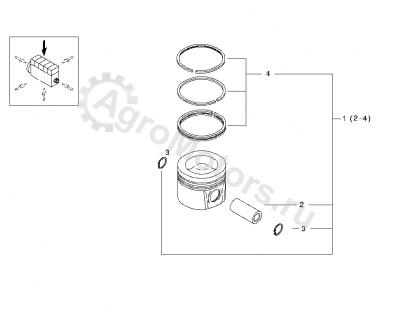 04910691 Поршень в сборе (поршневые кольца, палец, стопор) Вид 2